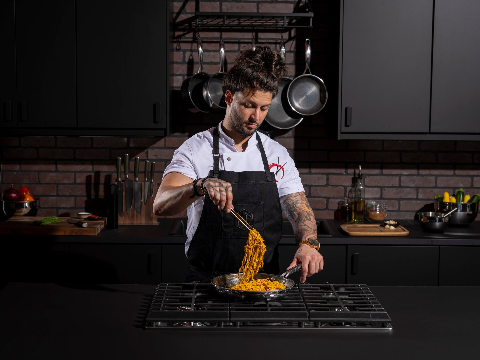 Chef Robbie Felice making his famed pasta ramen