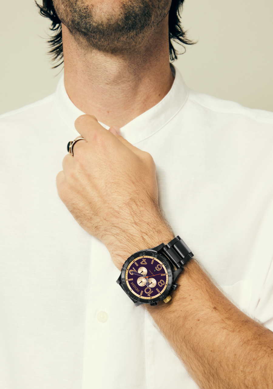 NIXON 51-30 Chrono Gunmetal / Blackberry / Gold Watch - A1389-5270-00 NIXON, WATCH NIXON 51-30 Chrono Gunmetal / Blackberry / Gold Watch - A1389-5270-00 NIXON, WATCH