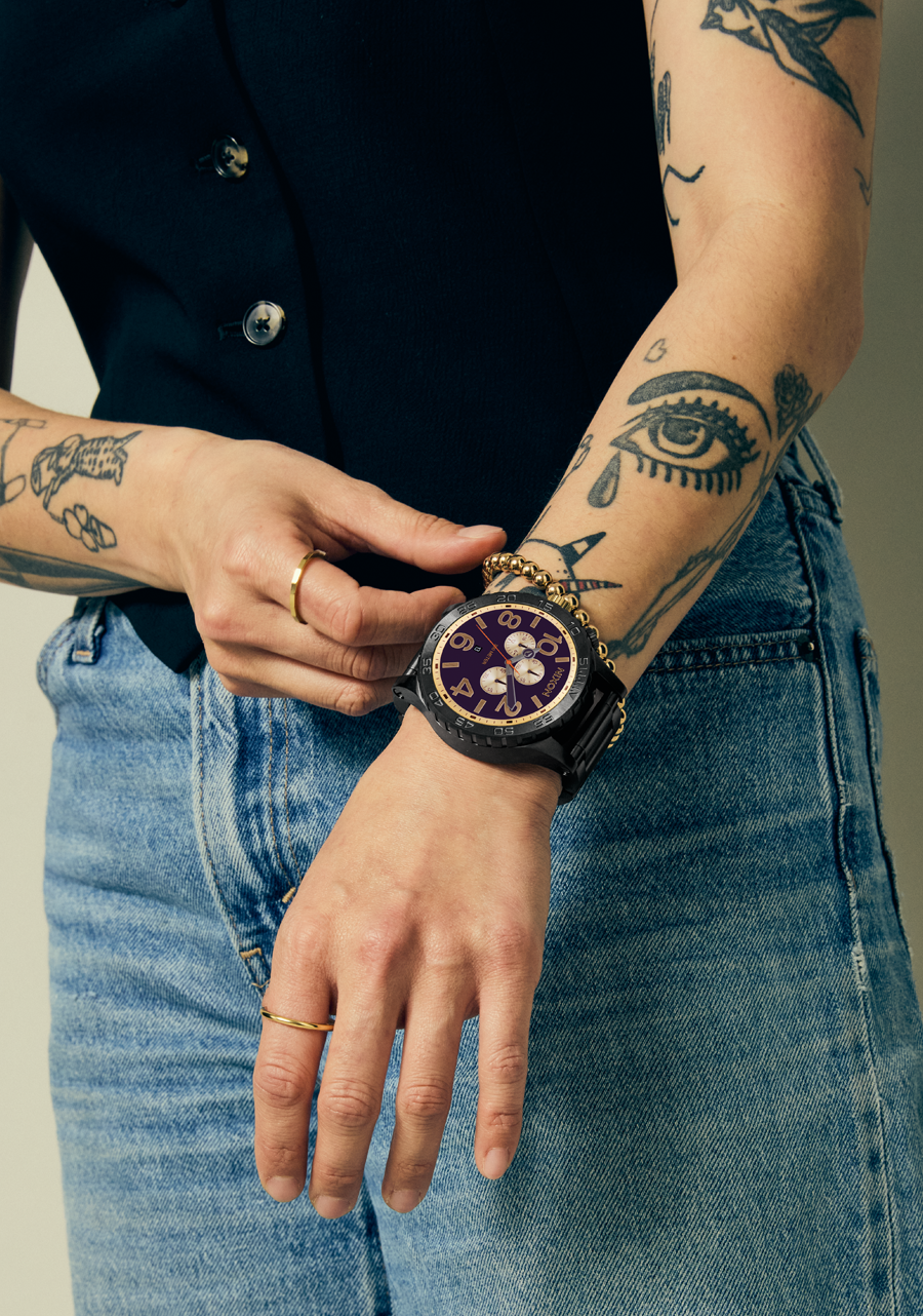 NIXON 51-30 Chrono Gunmetal / Blackberry / Gold Watch - A1389-5270-00 NIXON, WATCH NIXON 51-30 Chrono Gunmetal / Blackberry / Gold Watch - A1389-5270-00 NIXON, WATCH