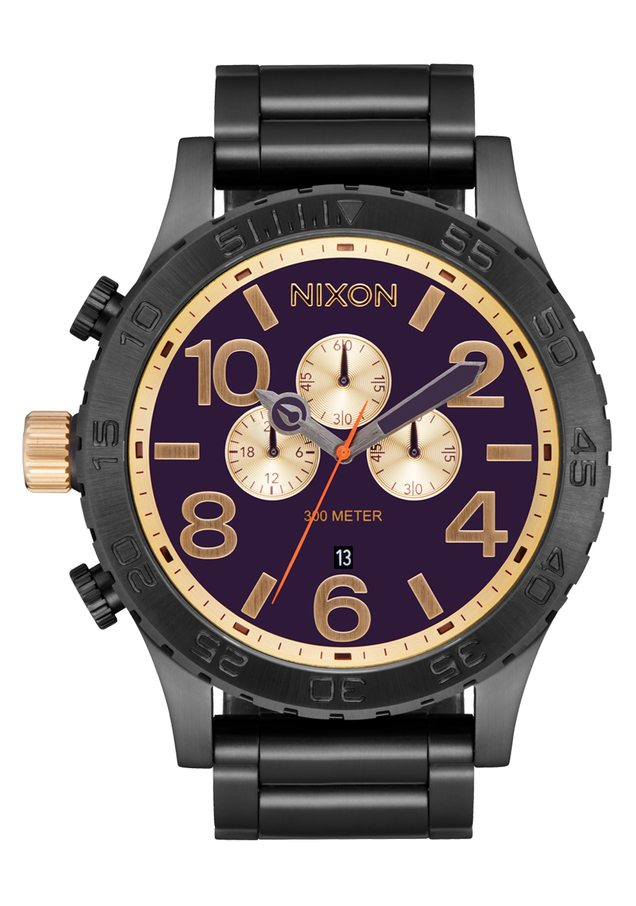 NIXON 51-30 Chrono Gunmetal / Blackberry / Gold Watch - A1389-5270-00 NIXON, WATCH NIXON 51-30 Chrono Gunmetal / Blackberry / Gold Watch - A1389-5270-00 NIXON, WATCH