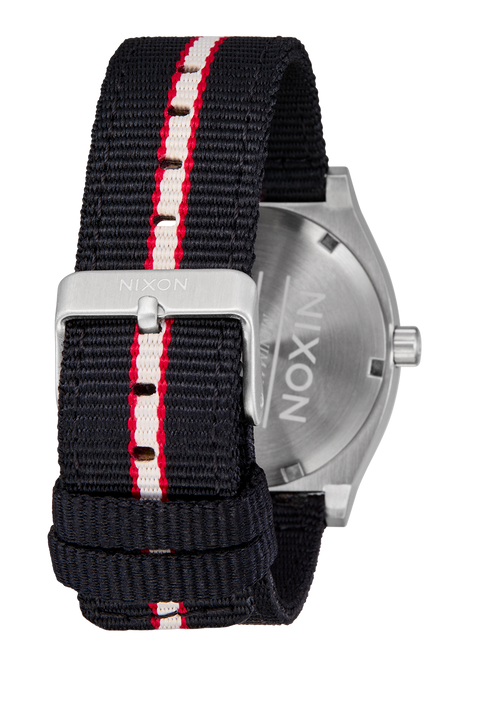 Time Teller Nylon - Silver / Rosewood / Black Stripe