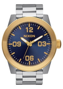 
Nixon Corporal Stainless Steel Analog Watch - Gold / Blue Sunray - View 1