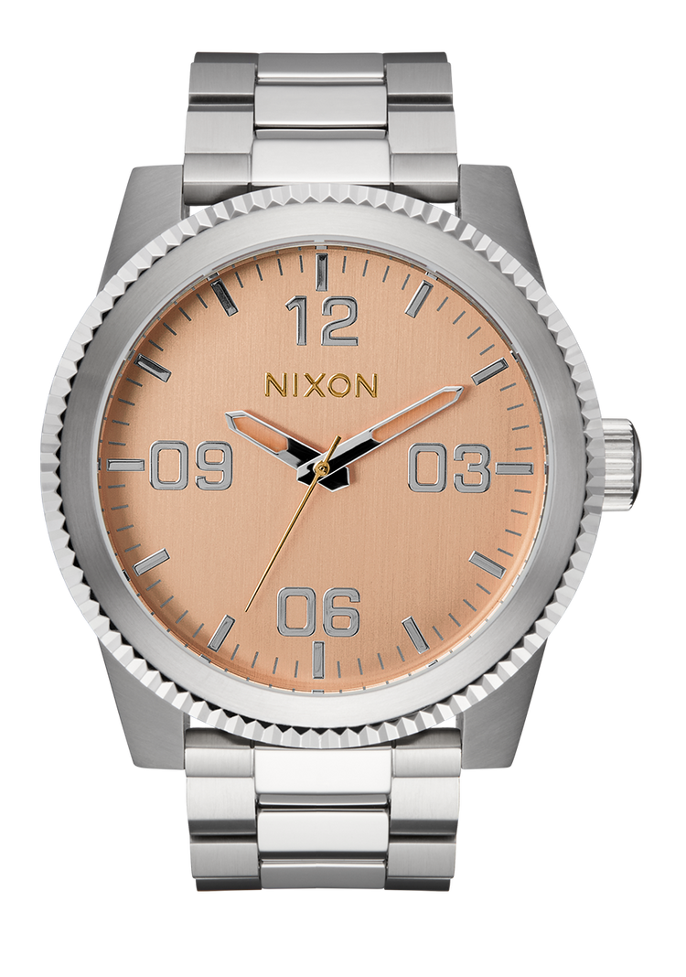 
Nixon Corporal Stainless Steel Analog Watch - Silver / Coral - View 1