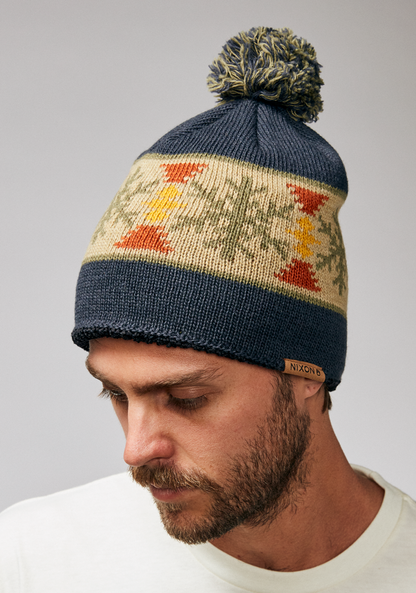 Meister Wool Pom Beanie - Navy / Multi View 3