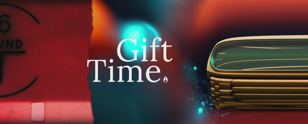 video of a mix of Nixon watches presented with holiday lights textures, with Gift Time written over top.